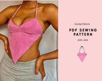 Backless Top Pattern, Halter Top Pattern, V Neck Top Pattern, Bandana Top,  Beginner Friendly (PDF Pattern) Easy Pattern + Video Tutorial