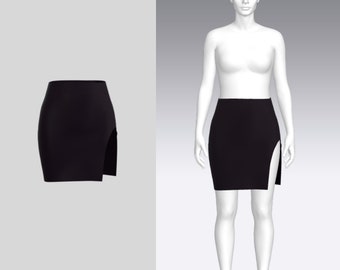 Slit mini skirt PDF Sewing Pattern| Sizes XXS-XXL | Instant download | Digital Sewing Pattern A4, A0 And Letter