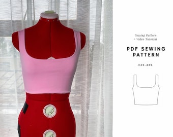 Tank Top Pattern, Crop Top Sewing Pattern, Sports Bra Pattern, Workout Top Pattern, Womens Sewing Pattern, Beginner Pattern, Digital Pattern