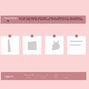 Patrón de costura para vestido largo con corpiño ajustado / Falda fluida fruncida (PDF) / Patrón fácil para principiantes / Descarga instantánea imagen 6