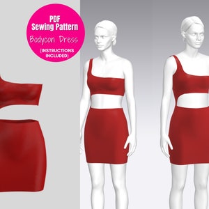 Cut Out Bodycon Dress Sewing Pattern|| Dress Sewing Pattern|| Sizes XXS-XXL|| PDF Pattern A4,A0 and Letter Foramt