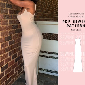 Maxi Bodycon Dress Pattern, Flare Maxi Length Dress, Gown Sewing Pattern, Beginner to Advance Sewing Pattern, Simple Womens Dress Patterns