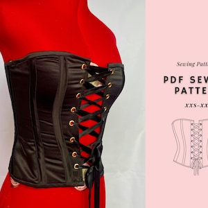Corset Sewing Pattern: Lace-Up Bustier Top (PDF Pattern)