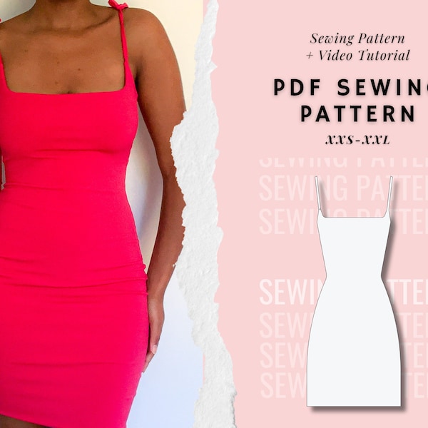 Bodycon Dress Sewing Pattern| Women's Dress Pattern| Short Dress Pattern| PDF Dress Pattern| Easy Dress Pattern