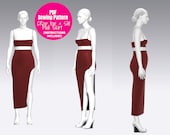 Cami Pattern + Slit Skirt Pattern| Set Pattern | Crop Top + Skirt Sewing Pattern| Skirt Pattern PDF| Women's Sewing Pattern| Bodycon Pattern
