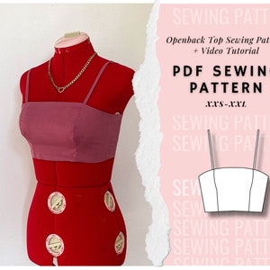 Bustier Top Pattern, Shirred Back Patter, Summer Top Pattern, Women&#39;s Top Pattern, Beginner Patterns, Seamless Pattern, Crop Top Pattern