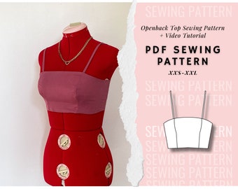 Bustier Top Pattern, Shirred Back Patter, Summer Top Pattern, Women&#39;s Top Pattern, Beginner Patterns, Seamless Pattern, Crop Top Pattern