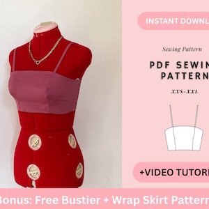 Bustier Top Pattern, Shirred Back Patter, Summer Top Pattern, Women&#39;s Top Pattern, Beginner Patterns, Seamless Pattern, Crop Top Pattern