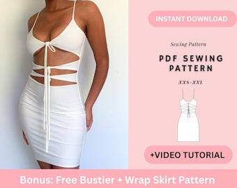 Tie Dress Pattern |Bodycon Dress Sewing Pattern| Women's Dress Pattern| Short Dress Pattern| PDF Dress Pattern| Easy Dress Pattern