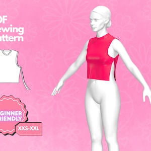 Crop Top Sewing Pattern, Tie Top Pattern, Easy Sewing Pattern, Digital Sewing Pattern, Women&#39;s Top Pattern, Beginner Patterns