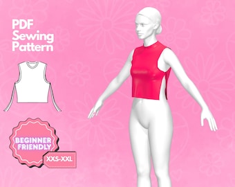 Crop Top Sewing Pattern, Tie Top Pattern, Easy Sewing Pattern, Digital Sewing Pattern, Women's Top Pattern, Beginner Patterns