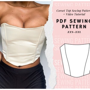 Corset Sewing Pattern, Top Sewing Pattern, Bustier Pattern, Lace Up Corset, Seamless Pattern, Women Sewing Pattern