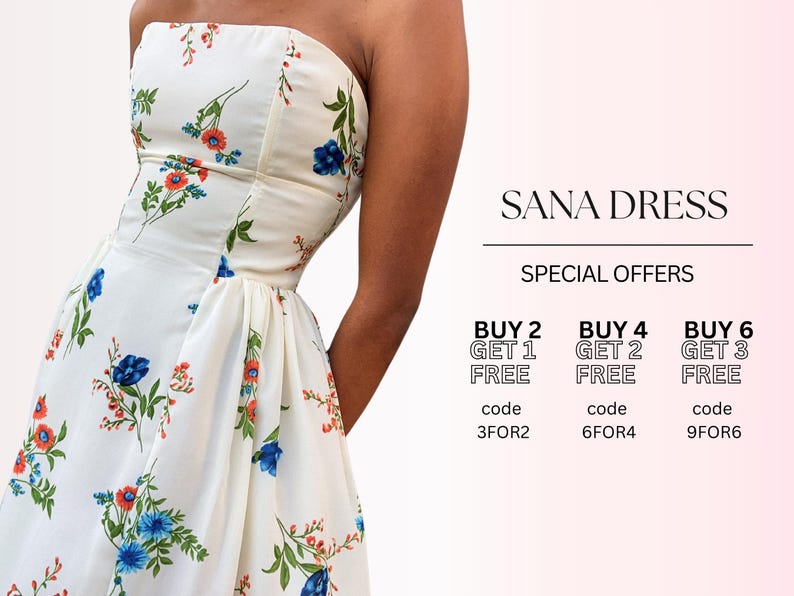 Dress Sewing Pattern| Summer Dress Pattern |Midi/ Maxi Dress Pattern | Strapless Dress Pattern |Women's Dress Patterns| PDF Beginner Pattern image 9