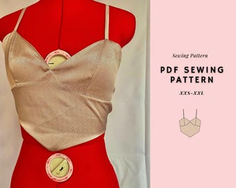 Y2K Open Back Crop Top Pattern, Halter Neck, Beginner Friendly (PDF Pattern)