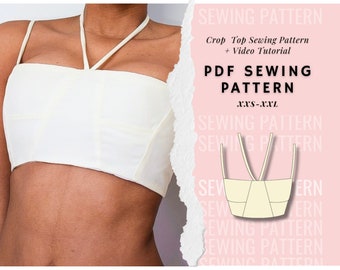 Crop Top Sewing Pattern | 7 Sizes XXS-XXL| A4, A0, Letter Digital Sewing Pattern| Crop Top Sewing Pattern | Women's dress pattern