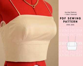 Bustier Top Pattern, Tie back Back Patter, Summer Top Pattern, Women&#39;s Top Pattern, Beginner Patterns, Seamless Pattern, Crop Top Pattern