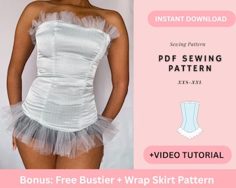Bustier Pattern, Corset Top, Overbust Corset, Laced Corset Top, Women's Top Pattern, Tube Top, Princess Top Pattern, PDF Corset Pattern