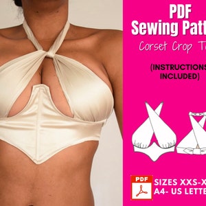 Crop Top PDF Sewing Pattern| Underbust Corset Pattern| Corset Top | Top Sewing Pattern| Women Sewing Pattern| Underbust Corsets | Crop Top