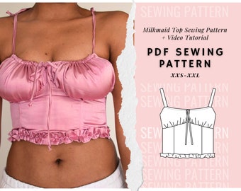 Milkmaid Top Sewing Pattern| Crop Top Sewing Pattern| Cottage Core Pattern| Ruched Top| Top Sewing Pattern| Sewing Pattern For Women Top