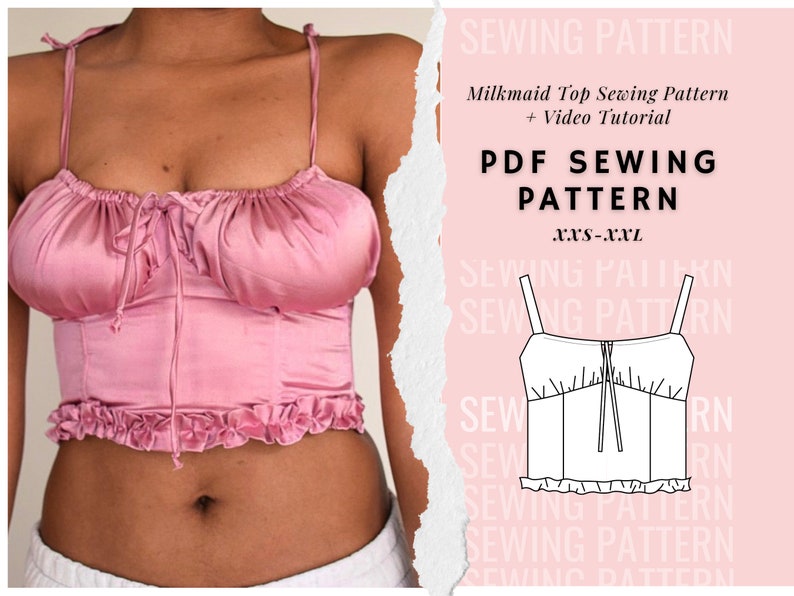 Milkmaid Top Sewing Pattern Crop Top Sewing Pattern Cottage Core Pattern Ruched Top Top Sewing Pattern Sewing Pattern For Women Top image 1