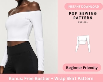 Off shoulder Top Pattern, Tube top Pattern, Women's Sewing Patterns, Beginner Friendly, Easy Pattern, PDF Digital Download
