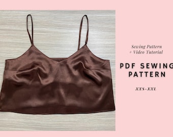 Cami Top Sewing Pattern, Silk Top, Women's Top Patterns, Camisole Pattern, Blouse Pattern, Beginner Pattern, Digital Pattern