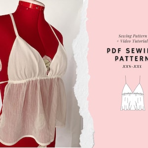 Backless Top Sewing Pattern, Summer Top Sewing Pattern, Ruched Top Sewing Pattern, y2k Sewing Pattern, Open Back Top Sewing Pattern