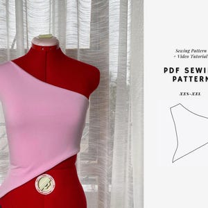 One Shoulder Top Pattern, Asymmetrical Top Pattern, Off Shoulder Top Pattern, Y2k Top Pattern, Womens Top Patterns, Beginner Patterns