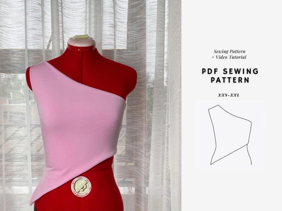 One Shoulder Top Pattern, Asymmetrical Top Pattern, Off Shoulder Top Pattern, Y2K Top Pattern, Womens Top Patterns, Beginner Patterns