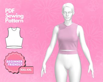 Crop Top Sewing Pattern, Tank Top Sewing Pattern, Easy Sewing Pattern, Digital Sewing Pattern, Women's Top Pattern, Beginner Patterns