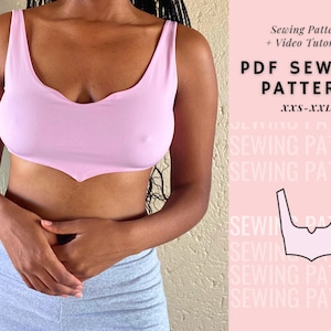 Tank top Sewing Pattern, Crop Top,Summer Top, Workout Top, Fitted Top, Womens Pattern, Scoop Neckline, Reversible Pattern, Beginner Pattern