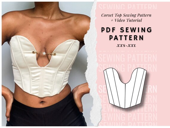 Corset Sewing Pattern, Top Sewing Pattern, Bustier Pattern, Lace up Corset,  Seamless Pattern, Women Sewing Pattern 