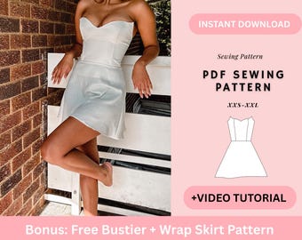 Lace up Backless Bustier Mini Summer Cocktail Dress Sewing Pattern For Women, Easy and Simple beginner Digital PDF Sewing Pattern, Patterns
