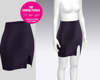 Front slit mini skirt PDF Sewing Pattern| Sizes XXS-XXL | Instant download | Digital Sewing Pattern A4, A0 And Letter