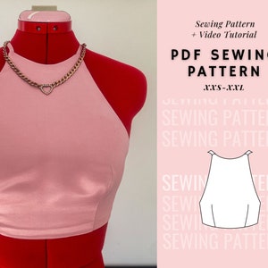 Halter Top Sewing Pattern, Y2K inspired Halter Crop Top Sewing Pattern, Beginner Sewing Patter, Women's Top Pattern, Digital Printable PDF