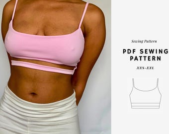 Modello PDF per cucire un crop top / Top estivo / Canotta / Canotta / Taglie dalla XXS alla XXl / Adatto ai principianti / Download immediato
