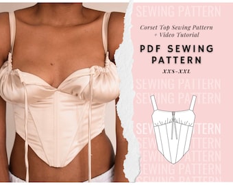 Corset Top Sewing Pattern| Women's Sewing Pattern| Sizes xxs-xxl |  PDF Sewing Patterns For Tops| Milk Maid  Top| Ruched Top Sew Pattern