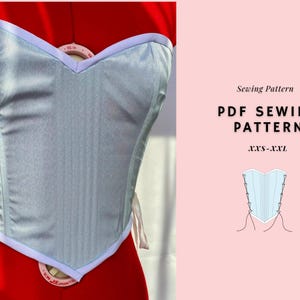 Sculpted Corset Top Pattern: Boned Bustier with Lace-Up Sides (PDF Pattern, XXS-XXL)