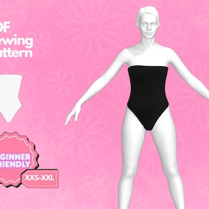 Strapless Bodysuit Sewing Pattern, Summer Bodysuit, Bodycon Bodysuit, Fitted Stretch Pattern, Women’s Sewing Patterns.