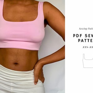 Tank Top Sewing Pattern, Cami Top Sewing Pattern, Woman Sewing Pattern, Top Pattern, Basic Sewing Pattern, Crop Sewing Pattern, Square Neck