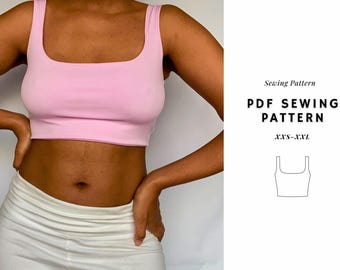 Tank Top Sewing Pattern, Cami Top Sewing Pattern, Woman Sewing Pattern, Top Pattern, Basic Sewing Pattern, Crop Sewing Pattern, Square Neck