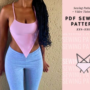 Open Back Top Sewing Pattern, Tie Back Top, Crop Top, Summer, Y2K Sewing Pattern, Beginner Patterns, Backless Top, Women&#39;s Sewing Pattern