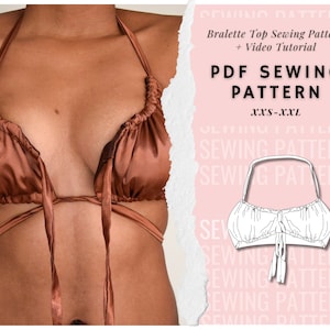 Ruched Bralette | PDF Sewing Pattern | Bralette Sewing Pattern|  Bra Pattern| Bralette Top| Crop Top Pattern| Sewing pattern woman tops