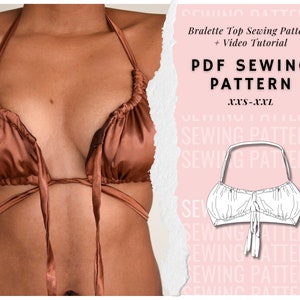 Ruched Bralette | PDF Sewing Pattern | Bralette Sewing Pattern|  Bra Pattern| Bralette Top| Crop Top Pattern| Sewing pattern woman tops