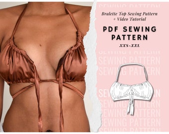 Ruched Bralette | PDF Sewing Pattern | Bralette Sewing Pattern|  Bra Pattern| Bralette Top| Crop Top Pattern| Sewing pattern woman tops
