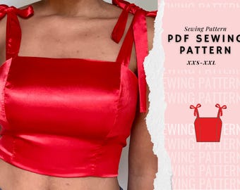 Crop Top PDF Sewing Pattern| Sizes XXS-XXL| Instant Download| Easy Digital Pattern Print At Home A4 - A0