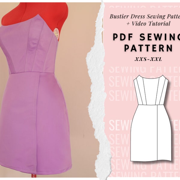 Wrap Skirt Backless Lace-up Dress Pattern| Bustier Pattern| Mini Summer Cocktail Dress Sewing Pattern For Women, Women's Dress Patterns