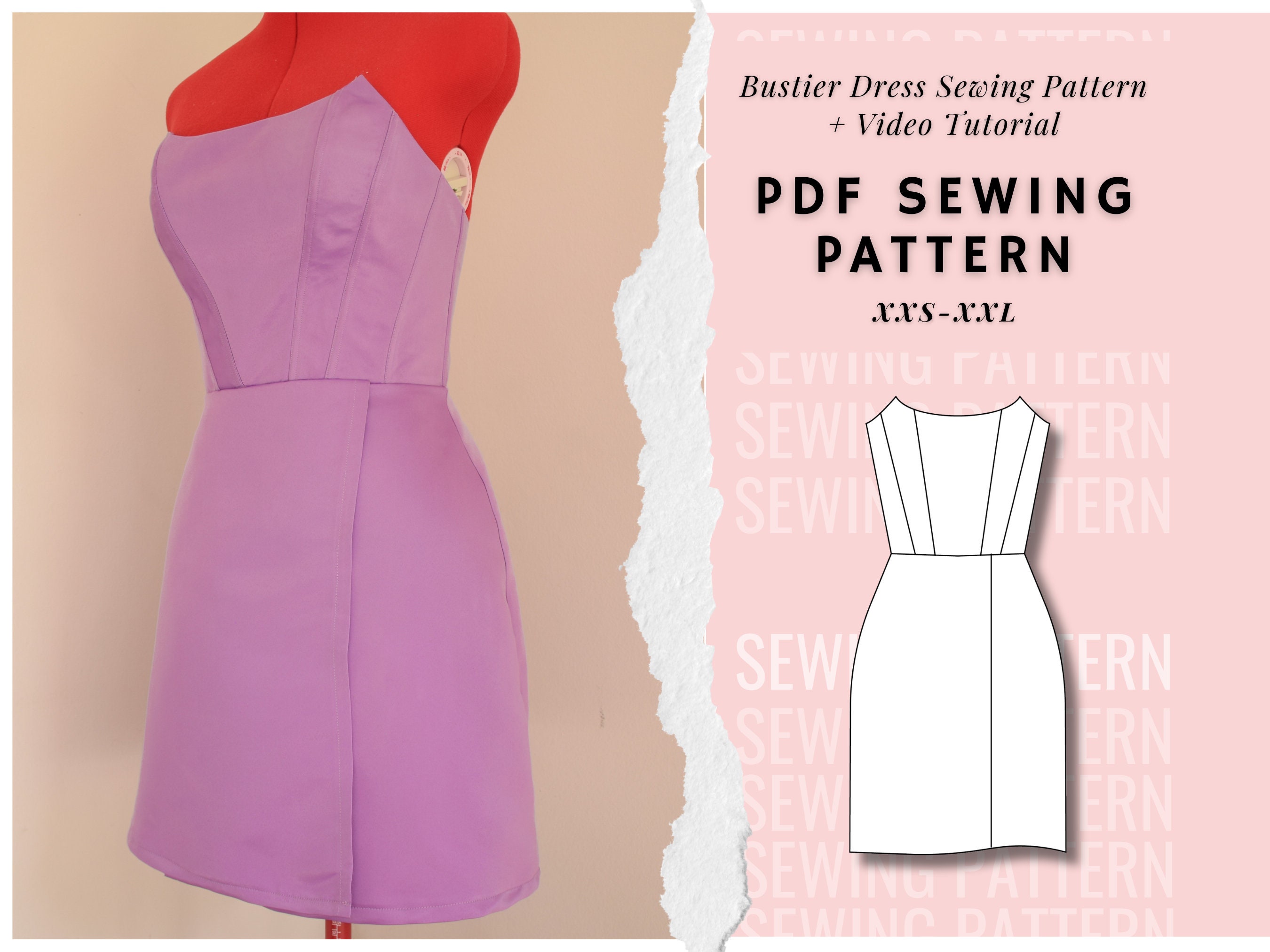 REWORKED Soft Cup Bustier Dress With Underwires EU 32-52 US 0-20 Instant  Download A4 Pdf Sewing Pattern Rose Cafe Bustier Dress 