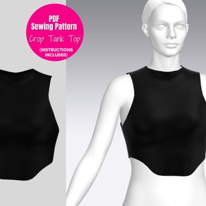 Patrón de costura de camiseta sin mangas corta / Tallas XXS-XXL / Descarga instantánea / Patrón de costura digital A4, A0 y Carta