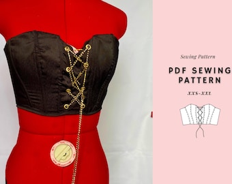 Bustiertop, hartvormige halslijn, strapless crop top, crop toppatroon, naaipatroon damestopje, vetertop, pdf-naaipatroon
